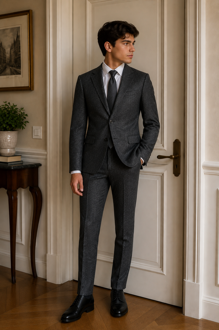 T.O. Men's Fashion Stretch Suit -  Grey