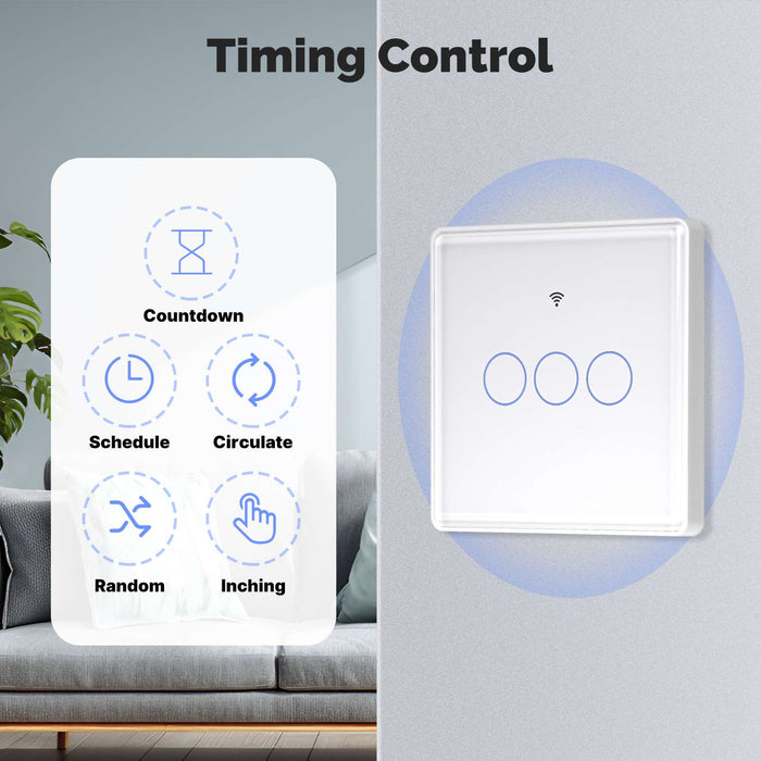 Tuya Matter WiFi Smart Light Switch 2.5D Glass Panel Neutral Wire Required EU Version