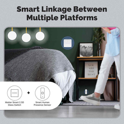 Tuya Matter WiFi Smart Light Switch 2.5D Glass Panel Neutral Wire Required EU Version