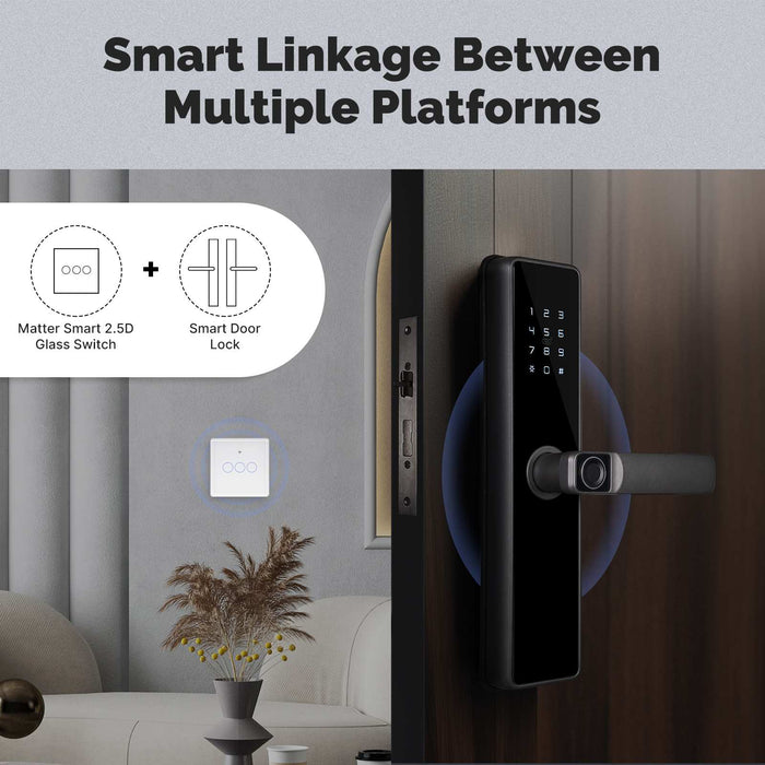 Tuya Matter WiFi Smart Light Switch 2.5D Glass Panel Neutral Wire Required EU Version
