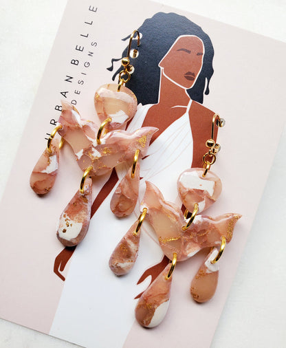 VERA Statement Chandelier Earrings - Rose Gold