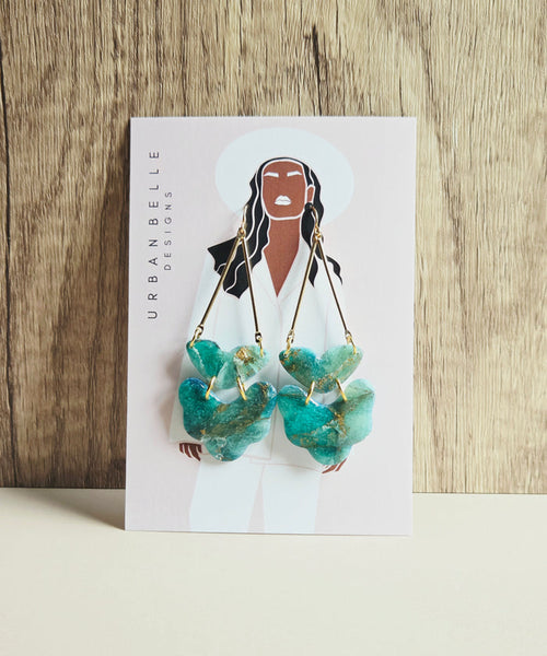 VERONICA Emerald Essence Statement Earrings
