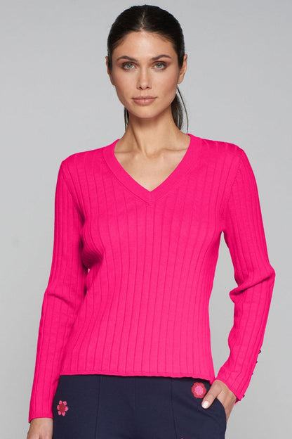 Vilagallo 31964 Pink Button Sleeve Jumper by Vilagallo, shop the Vilagallo collection at Dotique online.