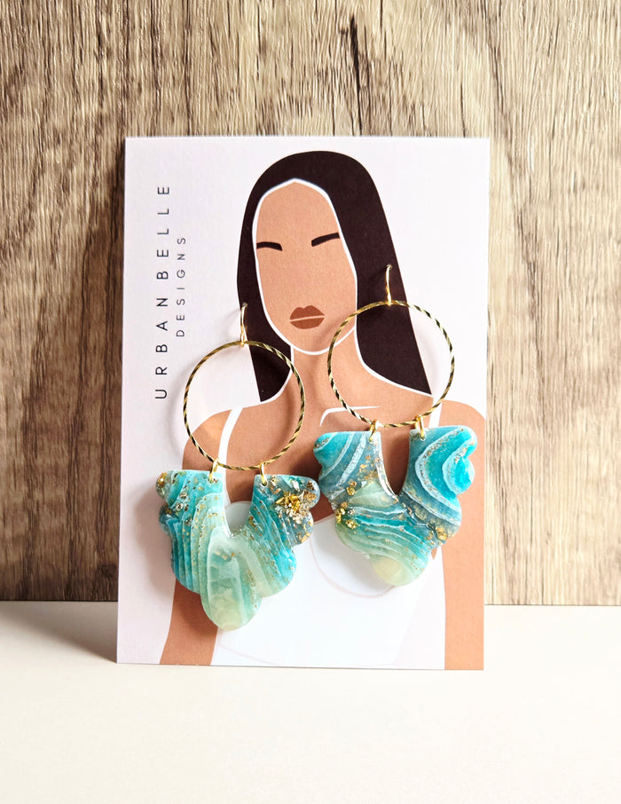 VREYA Ocean Agate Inspired Statement Earrings