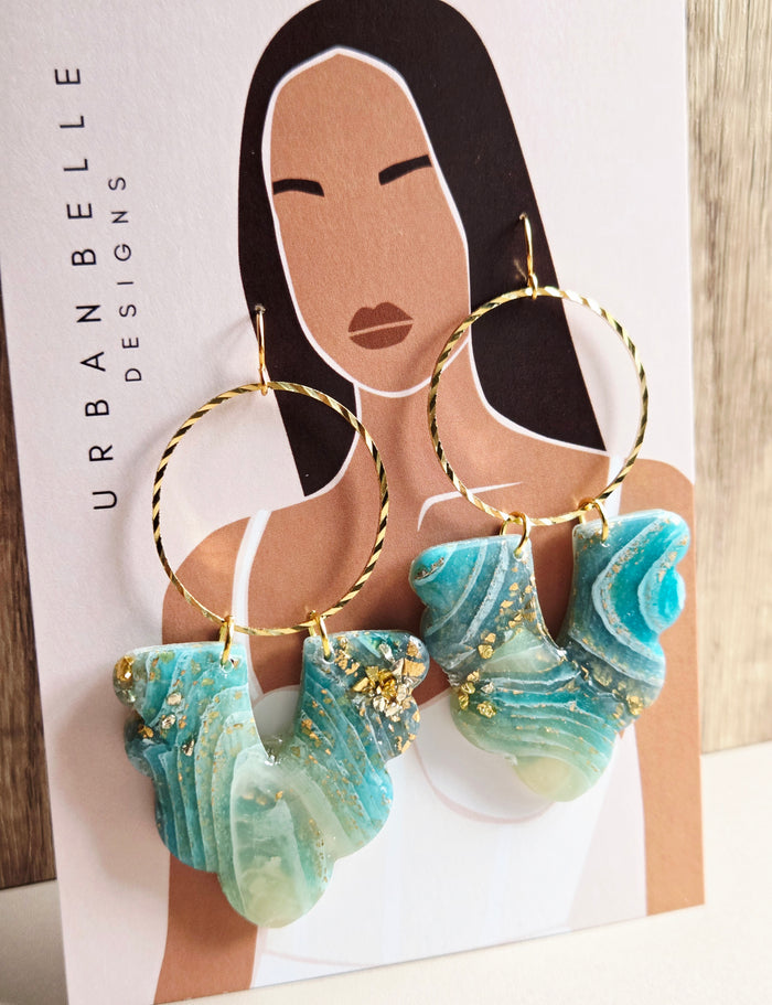 VREYA Ocean Agate Inspired Statement Earrings