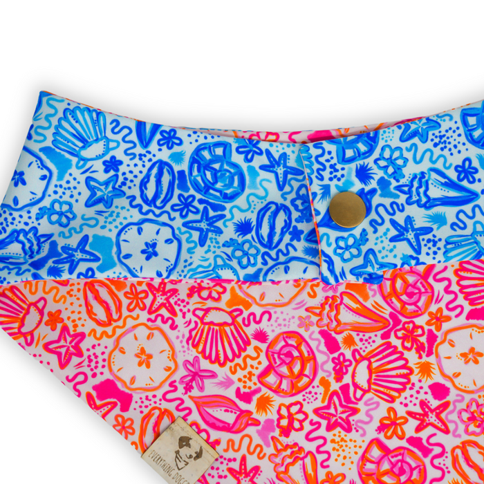 Watercolor Seashells - Active Snap On Bandana (Reversible)