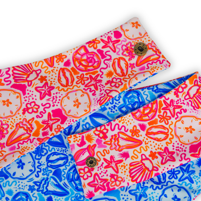 Watercolor Seashells - Active Snap On Bandana (Reversible)