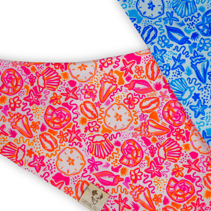 Watercolor Seashells - Active Snap On Bandana (Reversible)