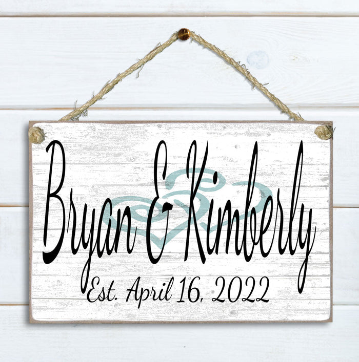 Wedding Sign Gift With Names and Established Date - Broad Bay Personalized Gifts Shipped Fast