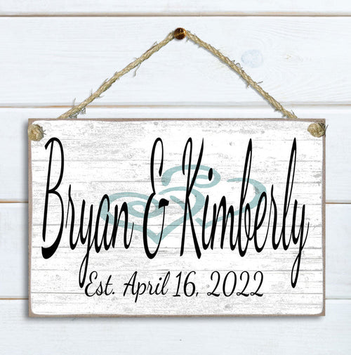 Wedding Sign Gift With Names and Established Date - Broad Bay Personalized Gifts Shipped Fast