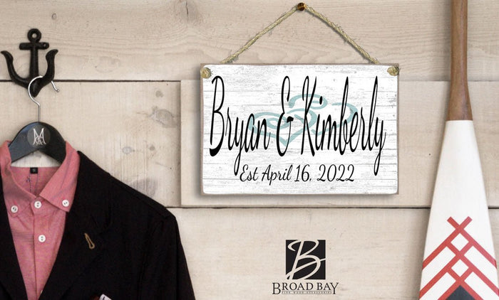 Wedding Sign Gift With Names and Established Date - Broad Bay Personalized Gifts Shipped Fast