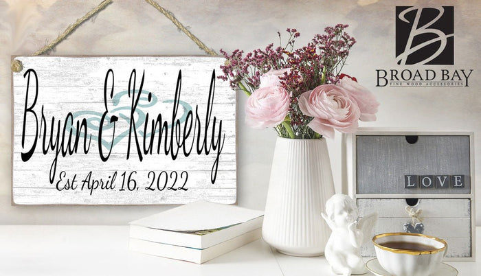Wedding Sign Gift With Names and Established Date - Broad Bay Personalized Gifts Shipped Fast
