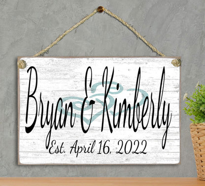 Wedding Sign Gift With Names and Established Date - Broad Bay Personalized Gifts Shipped Fast