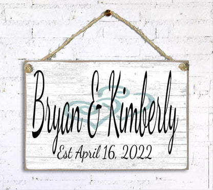 Wedding Sign Gift With Names and Established Date - Broad Bay Personalized Gifts Shipped Fast