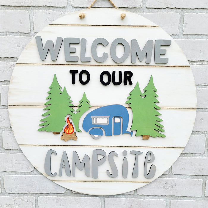 Welcome to Our Campsite Door Hanger