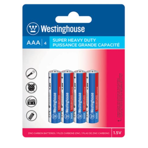 Westinghouse AAA alkaline batteries 4pk