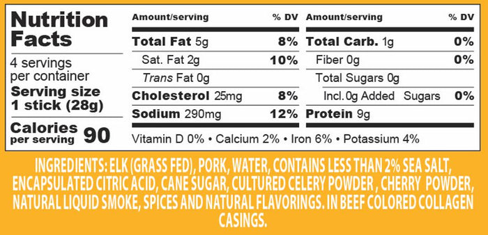 Wholesale Elk Snack Sticks 4oz - (order in EACH quantities)