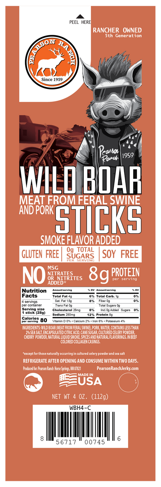Wholesale Wild Boar Snack Sticks 4oz - (order in EACH quantities)