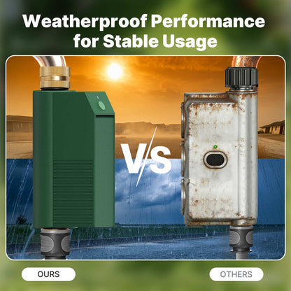 WiFi Smart Water Timer with Flow Meter, Brass Valve, IP65 Waterproof Irrigation Controller Alexa Google