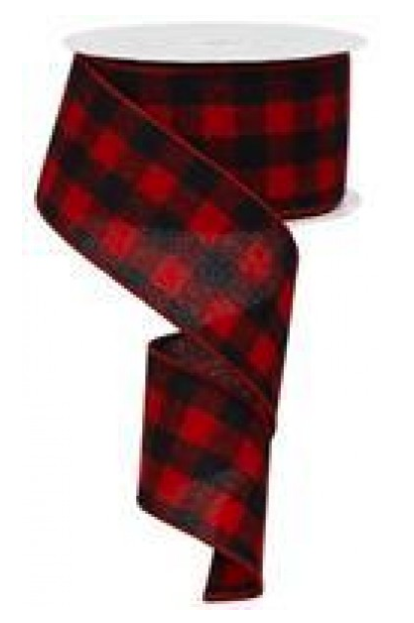 Wired Buffalo Plaid Flannel Ribbon, 2.5" Wide x 10 Yards, Red Black