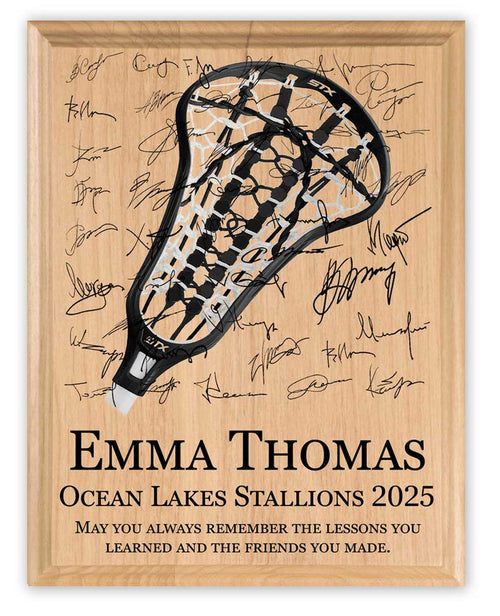 Personalized Women's Lacrosse Plaque – Custom Signable Senior Night & Coach Gift – Solid Maple Wood - Broad Bay Personalized Gifts Shipped Fast