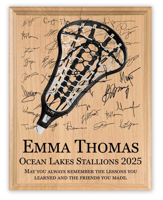 Personalized Women's Lacrosse Plaque – Custom Signable Senior Night & Coach Gift – Solid Maple Wood - Broad Bay Personalized Gifts Shipped Fast