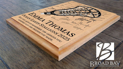 Personalized Women's Lacrosse Plaque – Custom Signable Senior Night & Coach Gift – Solid Maple Wood - Broad Bay Personalized Gifts Shipped Fast