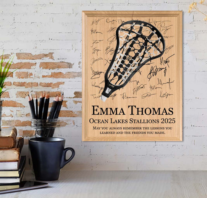 Personalized Women's Lacrosse Plaque – Custom Signable Senior Night & Coach Gift – Solid Maple Wood - Broad Bay Personalized Gifts Shipped Fast