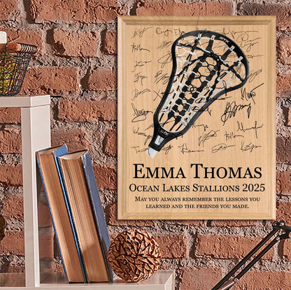 Personalized Women's Lacrosse Plaque – Custom Signable Senior Night & Coach Gift – Solid Maple Wood - Broad Bay Personalized Gifts Shipped Fast