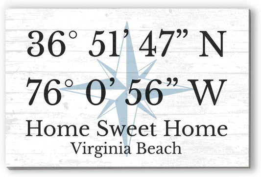 Wood GPS Coordinate Sign Custom Location Latitude Longitude Wall Art - 16.5" x 10.5" - Broad Bay Personalized Gifts Shipped Fast
