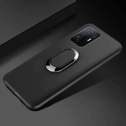 The back of a black phone with a camera on it
