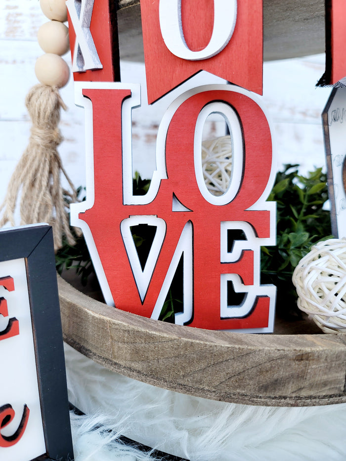 XOXO Valentines Day Tiered Tray Set