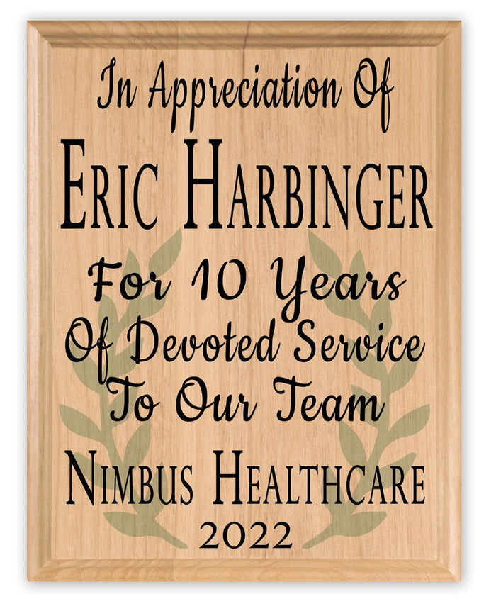 Custom Plaque Years of Service Recognition - Solid Wood - 11in x 8.5in - Broad Bay Personalized Gifts Shipped Fast