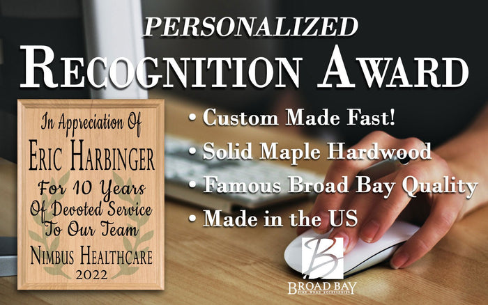 Custom Plaque Years of Service Recognition - Solid Wood - 11in x 8.5in - Broad Bay Personalized Gifts Shipped Fast