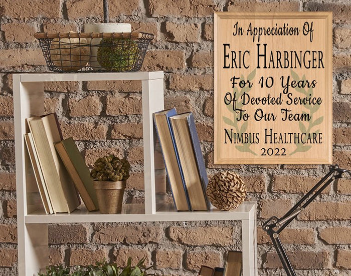 Custom Plaque Years of Service Recognition - Solid Wood - 11in x 8.5in - Broad Bay Personalized Gifts Shipped Fast