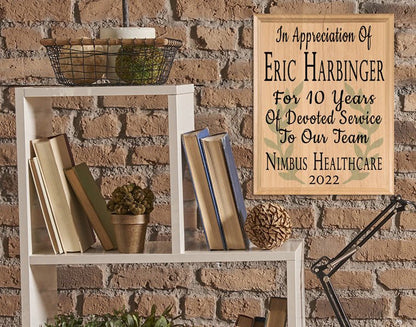 Custom Plaque Years of Service Recognition - Solid Wood - 11in x 8.5in - Broad Bay Personalized Gifts Shipped Fast