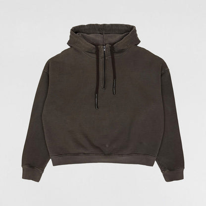 Yeezy Season 1 Half Zip Boxy Hoodie In Caviar