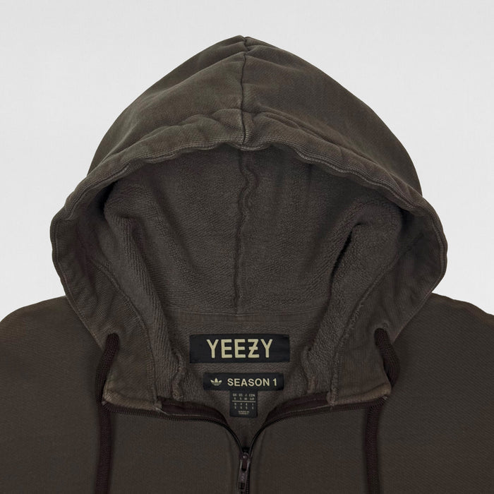 Yeezy Season 1 Half Zip Boxy Hoodie In Caviar