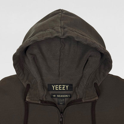 Yeezy Season 1 Half Zip Boxy Hoodie In Caviar
