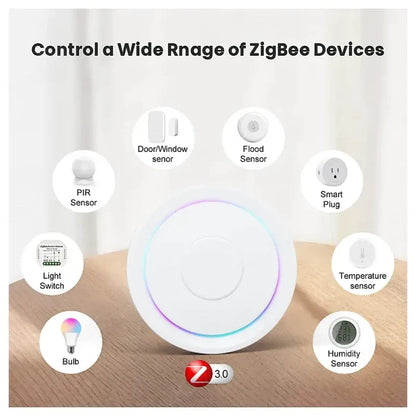 A close up of a smart device with various features on a table