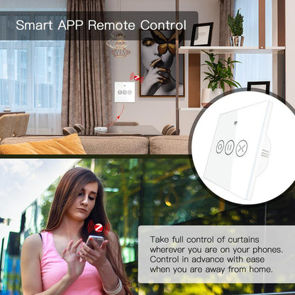 ZigBee RF Smart Touch Curtain Roller Blinds Shutter Switch Tuya Smart Life App Wireless Control Works with Alexa and Google Home US - Moes