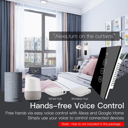 ZigBee RF Smart Touch Curtain Roller Blinds Shutter Switch Tuya Smart Life App Wireless Control Works with Alexa and Google Home US - Moes