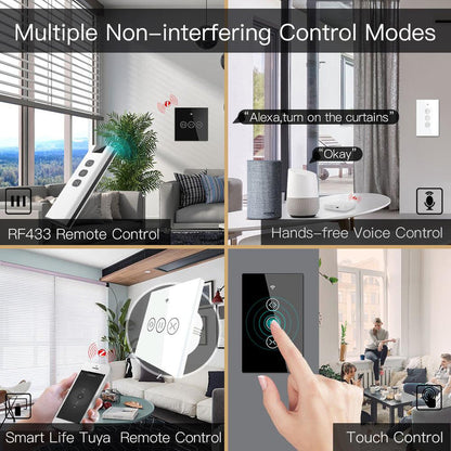 ZigBee RF Smart Touch Curtain Roller Blinds Shutter Switch Tuya Smart Life App Wireless Control Works with Alexa and Google Home US - Moes