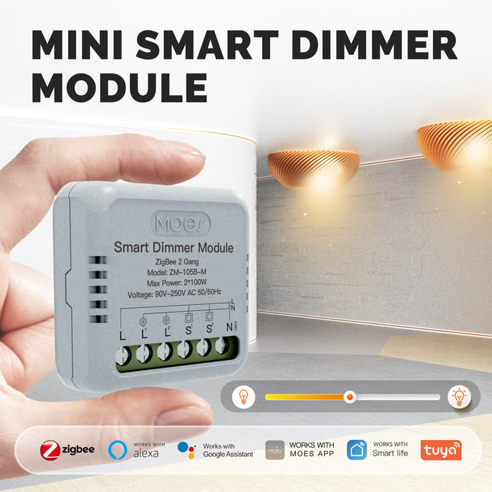Zigbee Smart Dimmer Switch Module Timer Diy Breaker 1/2 Gang - MOES