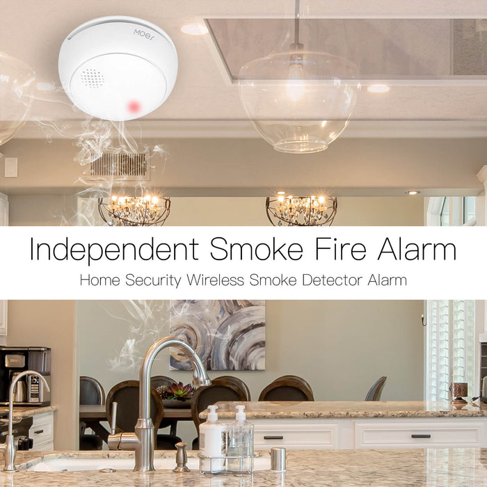ZigBee Smart Wireless Smoke Detector Fire 85dB Sound Alarm Siren Sensor - MOES