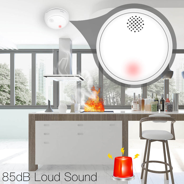 ZigBee Smart Wireless Smoke Detector Fire 85dB Sound Alarm Siren Sensor - MOES