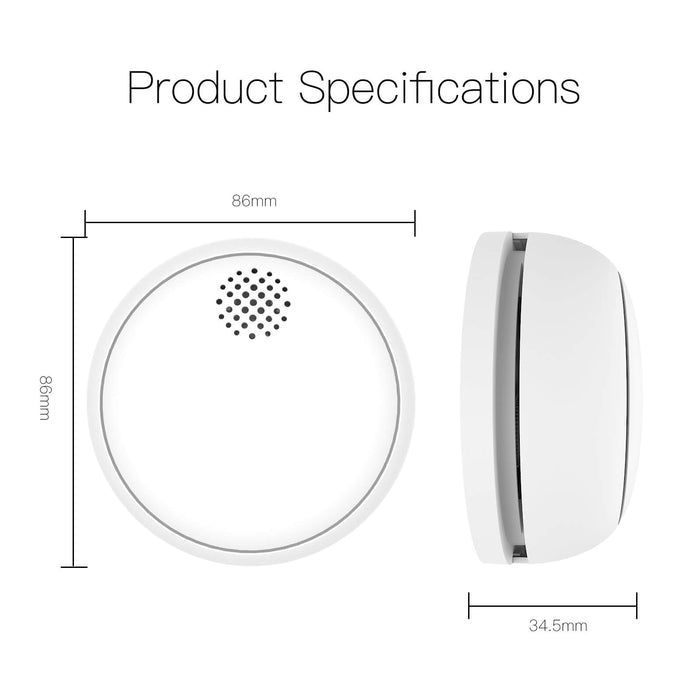 ZigBee Smart Wireless Smoke Detector Fire 85dB Sound Alarm Siren Sensor - MOES